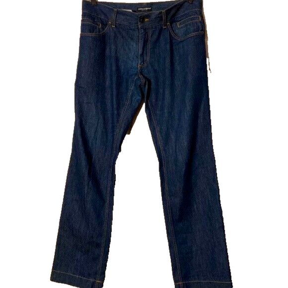DOLCE & GABBANA Dark Blue 100% Cotton Mens Collection Pants Jeans Sz 52 Italy